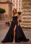 Picture of: Textured Jacquard Evening Gown with Strapless Top in Black , Style: 32893, Main Picture