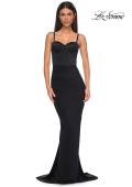 Picture of: Fitted Prom Dress with Ruching and Corset Bra Top in Black , Style 32996, Main Picture