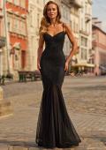 Picture of: Lace Mermaid Gown with Sheer Godet Skirt in Black, Style: 33562, Main Picture