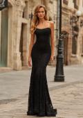 Picture of: Strapless Lace Gown with Corset Back and Illusion Sides in Black, Style: 33608, Main Picture