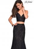 Picture of: Lace Two Piece Gown with Rhinestone Accents in Black, Style: 27589, Detail Picture 8