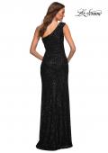 Picture of: One Shoulder Gown in Elegant Soft Sequin Fabric in Black, Detail Picture 8