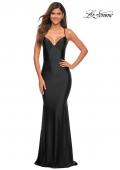 Picture of: Jersey Gown with Bustier Top and Lace Up Back in Black, Style: 30491, Detail Picture 8