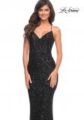 Picture of: Luxurious Soft Sequin Dress with V Neckline in Black, Style: 30523, Detail Picture 8