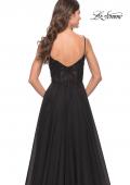 Picture of: A-line Gown with Sheer Floral Embellished Bodice in Jewel Tones in Black, Style: 30639, Detail Picture 8