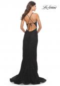 Picture of: Rhinestone Lace Embellished Prom Dress with High Side Slit in Black, Style: 31288, Detail Picture 8