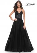 Picture of: A-Line Prom Dress with Illusion Ruched Bodice in Black, Style: 31457, Detail Picture 8