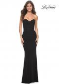 Picture of: Strapless Ruched Net Jersey Gown with Sweetheart Top in Black, Style: 31899, Detail Picture 8
