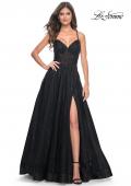 Picture of: A-Line Prom Dress with Sequin Lining and Illusion Top in Black, Style: 31986, Detail Picture 8