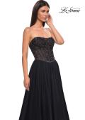 Picture of: Strapless Tulle Gown with Unique Beaded Sheer Top in Black , Style 32856, Detail Picture 8