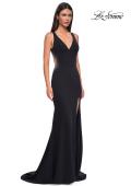 Picture of: Open Back Evening Dress with Rhinestone Embellished Sides and Back in Black , Style 32922, Detail Picture 8