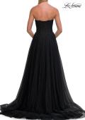 Picture of: Strapless Rhinestone Ball Gown with High Slit in Black, Style: 33488, Detail Picture 8