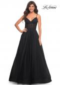 Picture of: Tulle A-line Prom Dress with Corset Sheer Bodice in Black, Style: 30334, Detail Picture 9