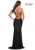 Picture of: Jersey Gown with Bustier Top and Lace Up Back in Black, Style: 30491, Detail Picture 9