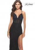 Picture of: Rhinestone Lace Embellished Prom Dress with High Side Slit in Black, Style: 31288, Detail Picture 9