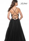 Picture of: A-Line Prom Dress with Illusion Ruched Bodice in Black, Style: 31457, Detail Picture 9