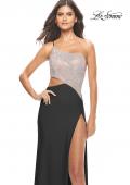 Picture of: One Shoulder Dress with Side Cut Out and Rhinestone Bodice in Black, Style: 31600, Style: 31600