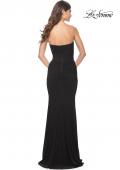 Picture of: Strapless Ruched Net Jersey Gown with Sweetheart Top in Black, Style: 31899, Detail Picture 9