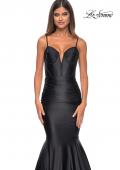 Picture of: Satin Mermaid Prom Gown with Corset Top in Black, Style: 32269, Detail Picture 9
