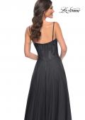Picture of: Chiffon and Lace Gown with Bustier Top in Black, Style: 32276, Detail Picture 9