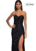 Picture of: Metallic Jersey Dress with Ruching and Sweetheart Top in Black, Style: 32375, Detail Picture 9