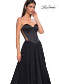 Picture of: Strapless Tulle Evening Dress with Basque Waist and Satin Bodice in Black , Style 32771, Detail Picture 9