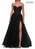 Picture of: Tulle Ball Gown with Beaded Corset Bodice and High Slit in Black, Style: 33410, Detail Picture 9
