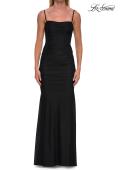 Picture of: Ruched Jersey Gown with Low Rhinestone Detail Back in Black, Style: 33560, Detail Picture 9