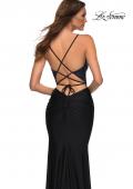 Picture of: Jersey Dress with Rhinestone Beaded Top and V Neck in Black, Style: 30432, Detail Picture 10