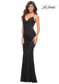 Picture of: Lace Prom Dress with Illusion Embellished Sides in Black, Style: 30474, Detail Picture 10