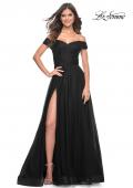 Picture of: A-Line Tulle Prom Dress with Off the Shoulder Top in Black, Style: 30498, Detail Picture 10