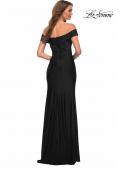 Picture of: Off the Shoulder Long Jersey Gown with Ruffle in Black, Style: 30703, Detail Picture 10