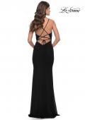 Picture of: Net Jersey Dress with Cut Outs and High Slit in Black, Style: 31124, Detail Picture 10