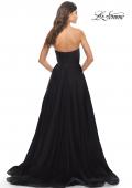 Picture of: Illusion Bodice A-line Gown with Boning and Defined Cups in Black, Style: 31205, Detail Picture 10