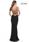 Picture of: Twist Front Cut Out Jersey Prom Dress in Black, Style: 31294, Detail Picture 10