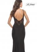 Picture of: Rhinestone Jersey Dress with Sheer Lace Back in Black, Style: 31341, Detail Picture 10