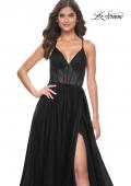 Picture of: A-Line Prom Dress with Illusion Ruched Bodice in Black, Style: 31457, Detail Picture 10