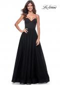 Picture of: Tulle A-Line Gown with Satin Bustier Top in Black, Style: 32065, Detail Picture 10