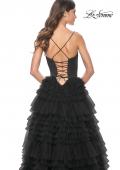 Picture of: Ruffle Tulle A-Line Dress with Satin Bustier Top in Black, Style: 32071, Detail Picture 10