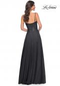 Picture of: Chiffon and Lace Gown with Bustier Top in Black, Style: 32276, Detail Picture 10