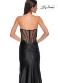 Picture of: Strapless Stretch Satin Dress with Sheer Corset Back in Black , Style 32649, Detail Picture 10