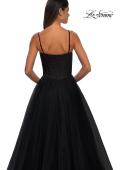 Picture of: Tulle Prom Dress with A-Line Skirt and Ruched Corset Top in Black, Style: 32700, Detail Picture 10