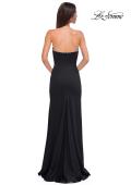 Picture of: Fabulous Jersey Dress with Rhinestones Lining the Top and HIgh Slit in Black , Style 32854, Detail Picture 10