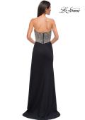 Picture of: Stunning Rhinestone Beaded Top Evening Dress with Jersey Skirt in Black , Style 32910, Detail Picture 10