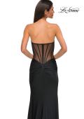 Picture of: Evening Dress with Illusion Strapless Bodice and Lace Applique in Black , Style 32912, Detail Picture 10