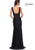 Picture of: Long Stretch Lace Prom Dress with Illusion Corset Waist in Black , Style 32943, Detail Picture 10