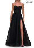 Picture of: Strapless Lace Corset Tulle Gown with Slit in Black, Style: 33363, Detail Picture 10