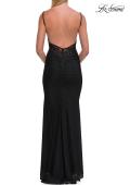 Picture of: Ruched Jersey Gown with Low Rhinestone Detail Back in Black, Style: 33560, Detail Picture 10