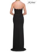 Picture of: Strapless Jersey Gown with Lace Bodice and High Slit in Black, Style: 33704, Detail Picture 10