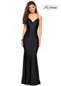 Picture of: Form Fitting Jersey Dress with Ruching and Strappy Back in Black, Style: 27501, Detail Picture 11